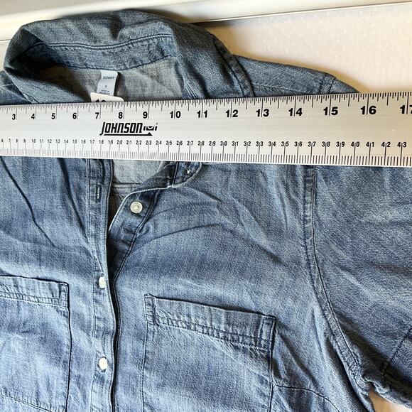 Old Navy Women Half Button Up Shirt Dress Size M Blue Denim Collared Front - Picture 4 of 9